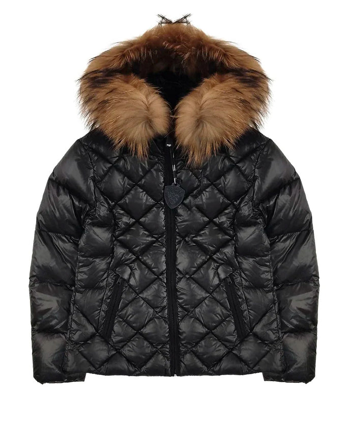 Blauer Kids Giubbino Nero Blauer Lotus Junior Cappuccio con Pelliccia per Bambine