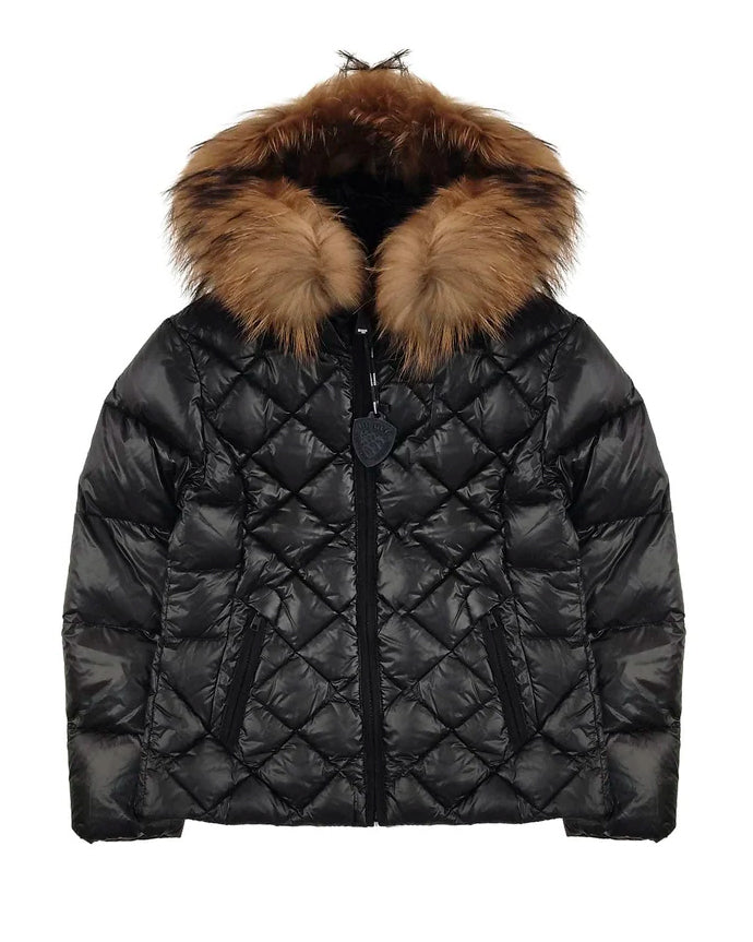 Blauer Kids Giubbino Nero Blauer Lotus Junior Cappuccio con Pelliccia per Bambine