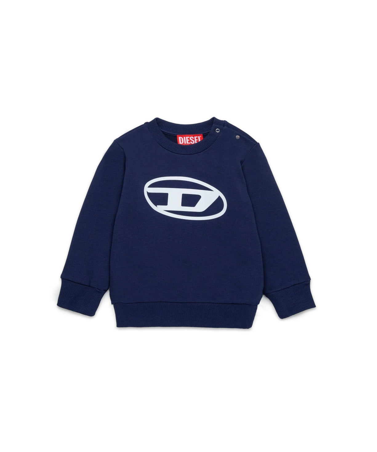 Diesel Kids Felpa Blu con Stampa Logo Oval D per Neonati