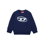 Diesel Kids Felpa Blu con Stampa Logo Oval D per Neonati