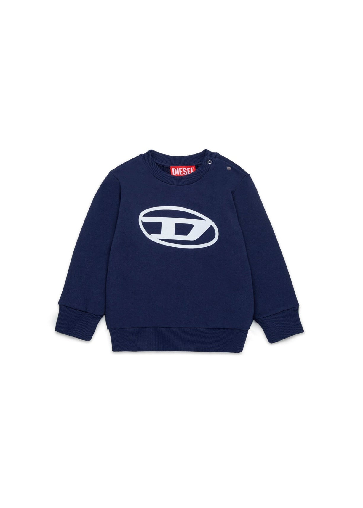 Diesel Kids Felpa Blu con Stampa Logo Oval D per Neonati