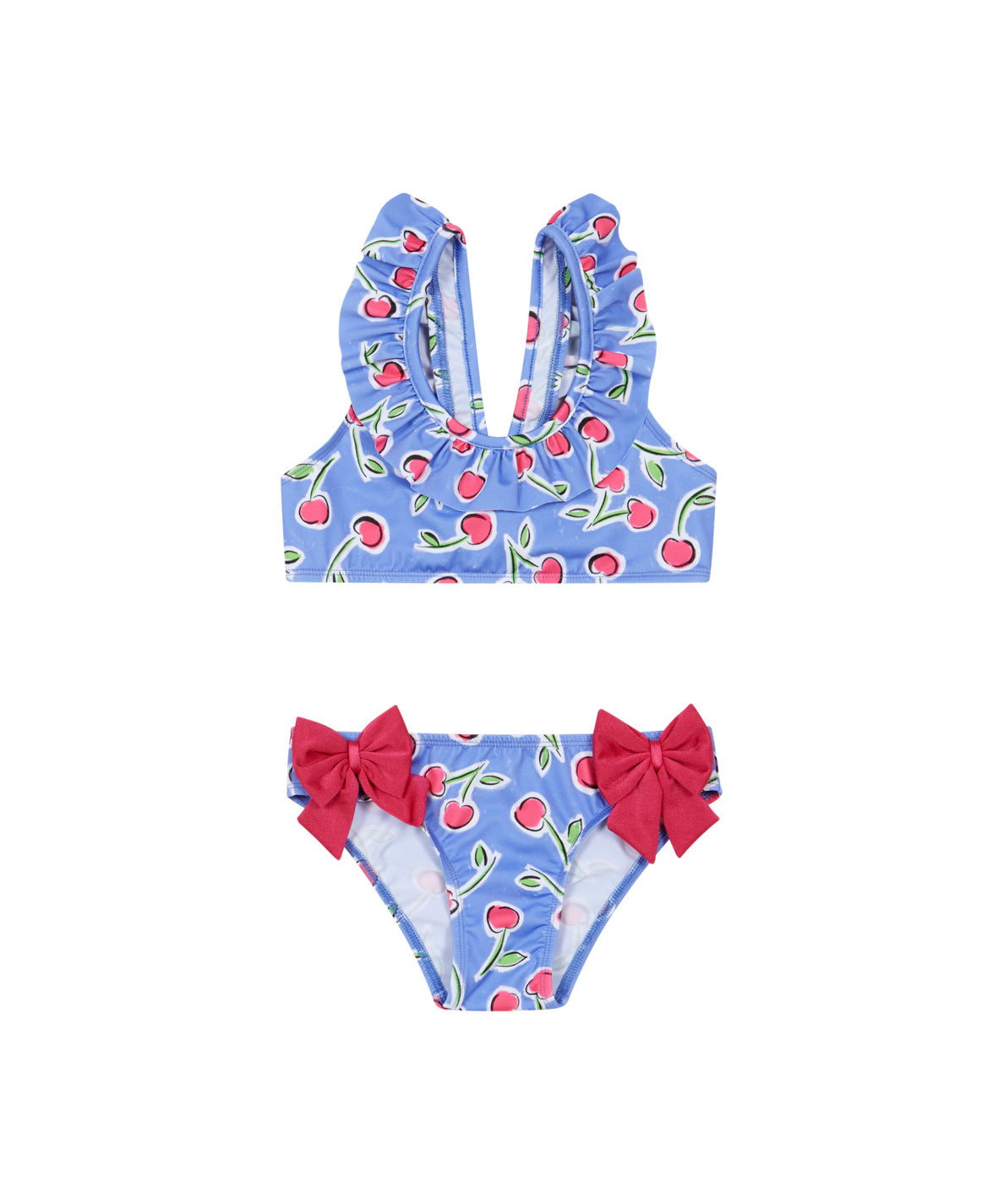 Deolinda Kids Costume Due Pezzi Viola Fantasia Ciliegie con Fiocchi per Neonate
