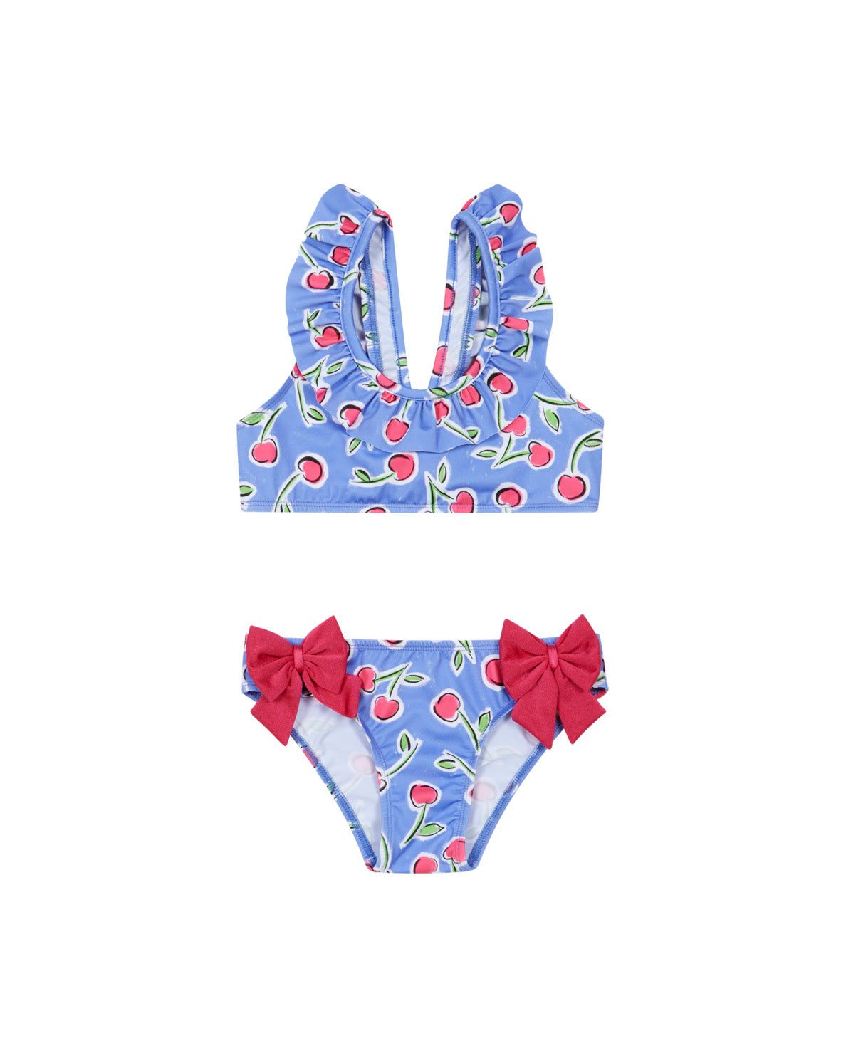 Deolinda Kids Costume Due Pezzi Viola Fantasia Ciliegie con Fiocchi per Neonate