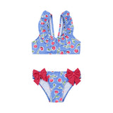 Deolinda Kids Costume Due Pezzi Viola Fantasia Ciliegie con Fiocchi per Neonate