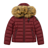 Blauer Kids Piumino Bordeaux con Cappuccio e Pelliccia con Logo Gioiello per Bambine