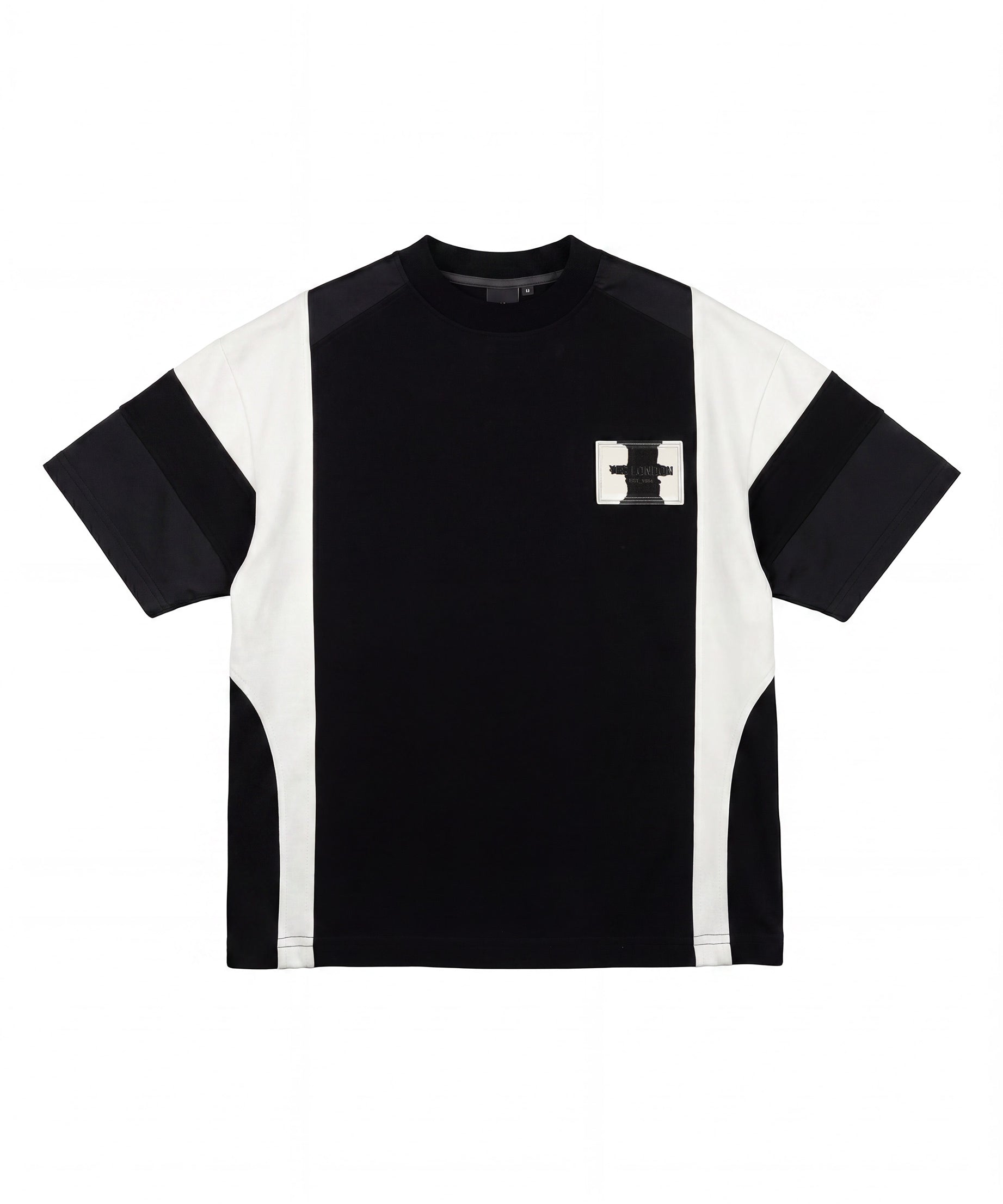 Yes London Kids T-Shirt Nero con Blocchi di Colore a Contrasto e Logo in Rilievo per Bambini