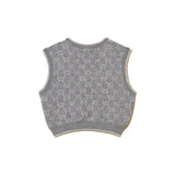 Twinset Kids Gilet Grigio con Motivo Multi Logo per Bambine