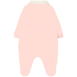Moschino Kids Tutina Rosa con Logo Vertical per Neonate