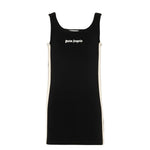 Palm Angels Kids Abito Nero con Bande Laterali per Bambina