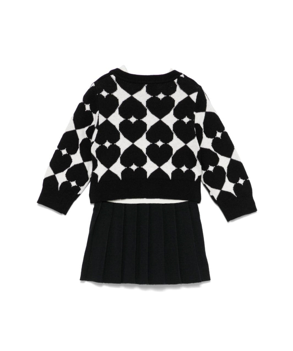 Moschino Kids Abito con Cardigan Bianco/Nero per Neonate (retro)
