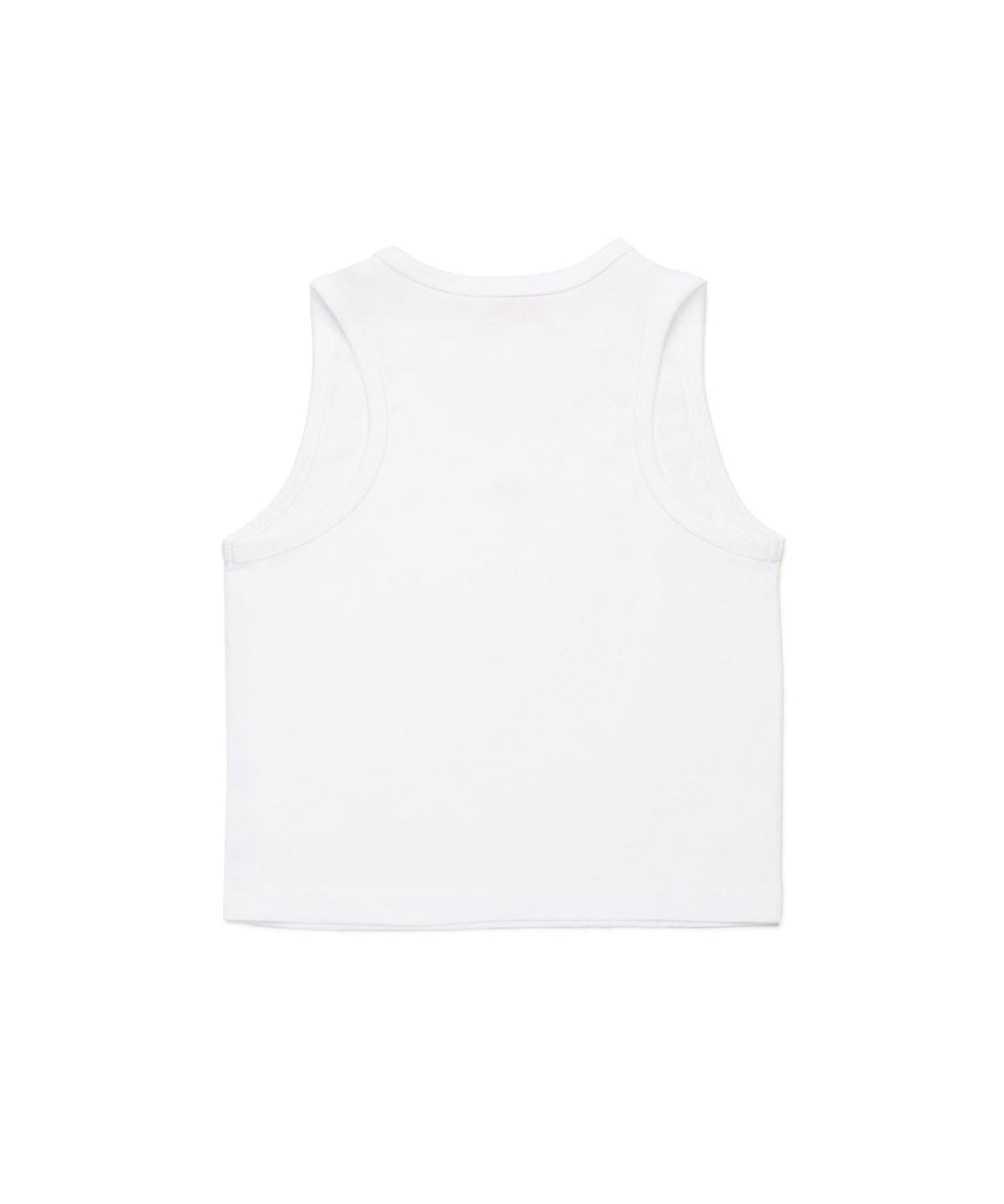 Diesel Kids Top Bianco con Patch Oval D per Bambine