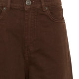 MSGM Kids Pantalone in Denim Marrone con Logo Beige per Bambine