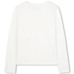 Michael Kors Kids T-Shirt Bianca Maniche Lunghe con Logo Strass a Contrasto per Bambine