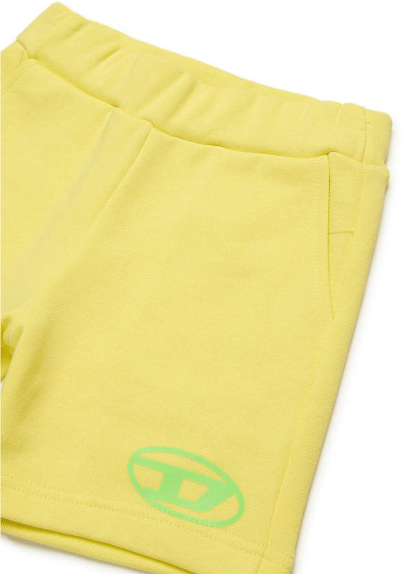 Diesel Kids Short Giallo con Logo Oval D per neonati