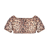 4giveness Kids Top Crop Fantasia Leopardato per Bambine