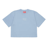 Diesel Kids T-Shirt Azzurro Polvere con Logo Oval-D per Bambine