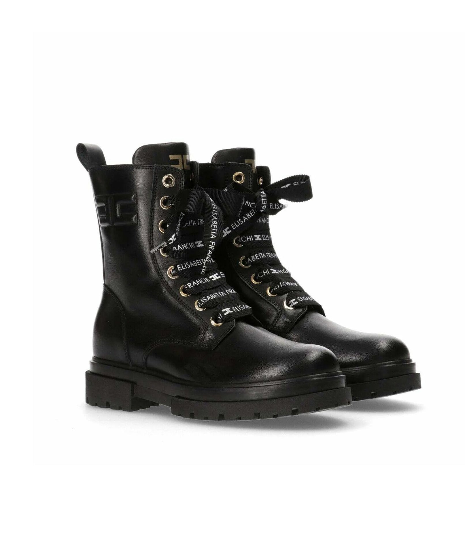 Elisabetta Franchi La Mia Bambina Stivale Alto Nero con Lacci Logati per Bambine