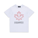 Dsquared2 Kids T-shirt Bianca con Canadian Leaf per Bambini