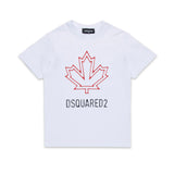 Dsquared2 Kids T-shirt Bianca con Canadian Leaf per Bambini