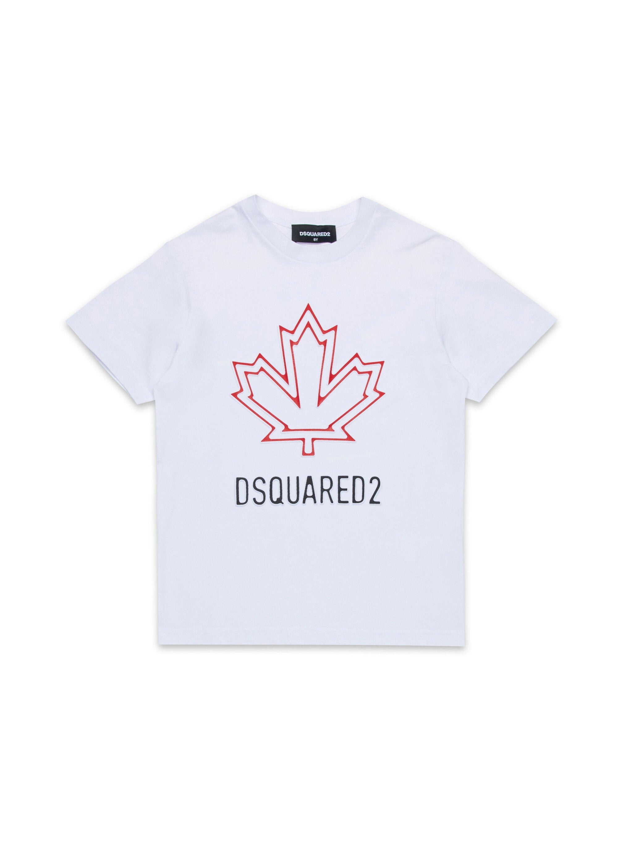Dsquared2 Kids T-shirt Bianca con Canadian Leaf per Bambini