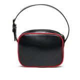 Diesel Kids Borsa Nera con Logo Oval D a Contrasto e Dettagli Rossi a Contrasto per Bambine