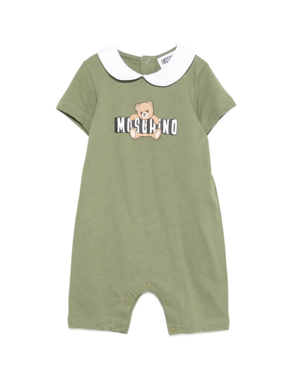 Moschino Kids Pagliaccetto Verde con Logo Teddy Bear per Neonati