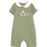 Moschino Kids Pagliaccetto Verde con Logo Teddy Bear per Neonati