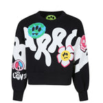 Barrow Kids Felpa Nera con Cappuccio con Stampa per Bambine