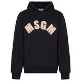 MSGM Kids Felpa con Cappuccio Nero con Logo Cammello per Bambine