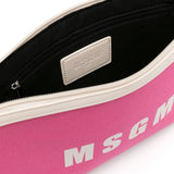 Msgm Kids Borsa Clutch Fuxia con Stampa Logo