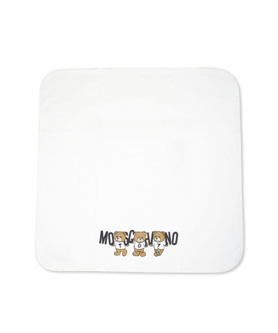 Moschino Kids Coperta Panna con Logo Teddy Bear per Neonati
