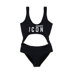 Dsquared2 Kids Costume Monokini Nero ICON per Bambine