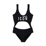 Dsquared2 Kids Costume Monokini Nero ICON per Bambine