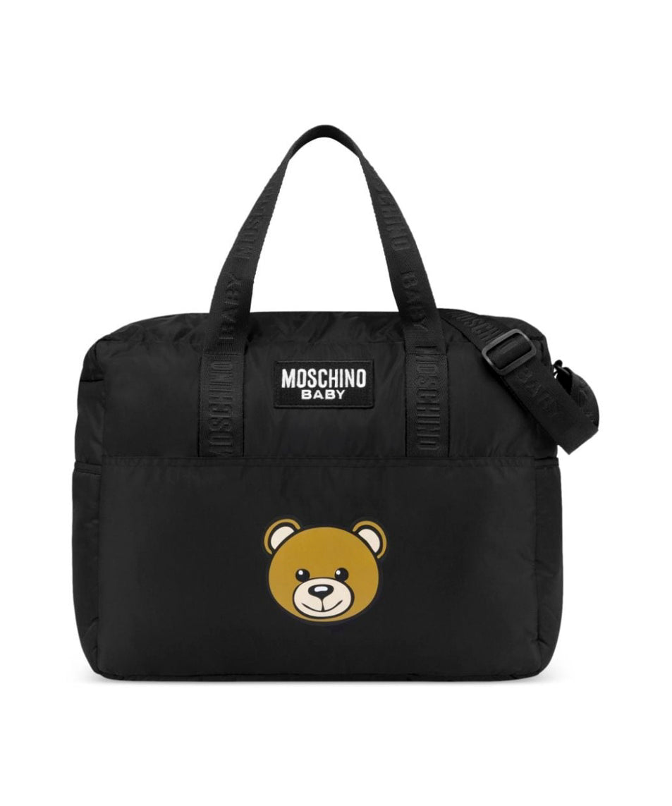 Moschino Kids Borsa Mamma Nera con Stampa Bear con Fasciatoio