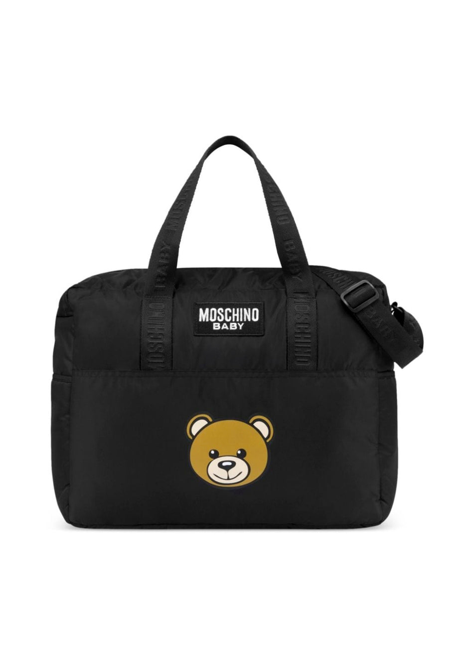 Moschino Kids Borsa Mamma Nera con Stampa Bear con Fasciatoio