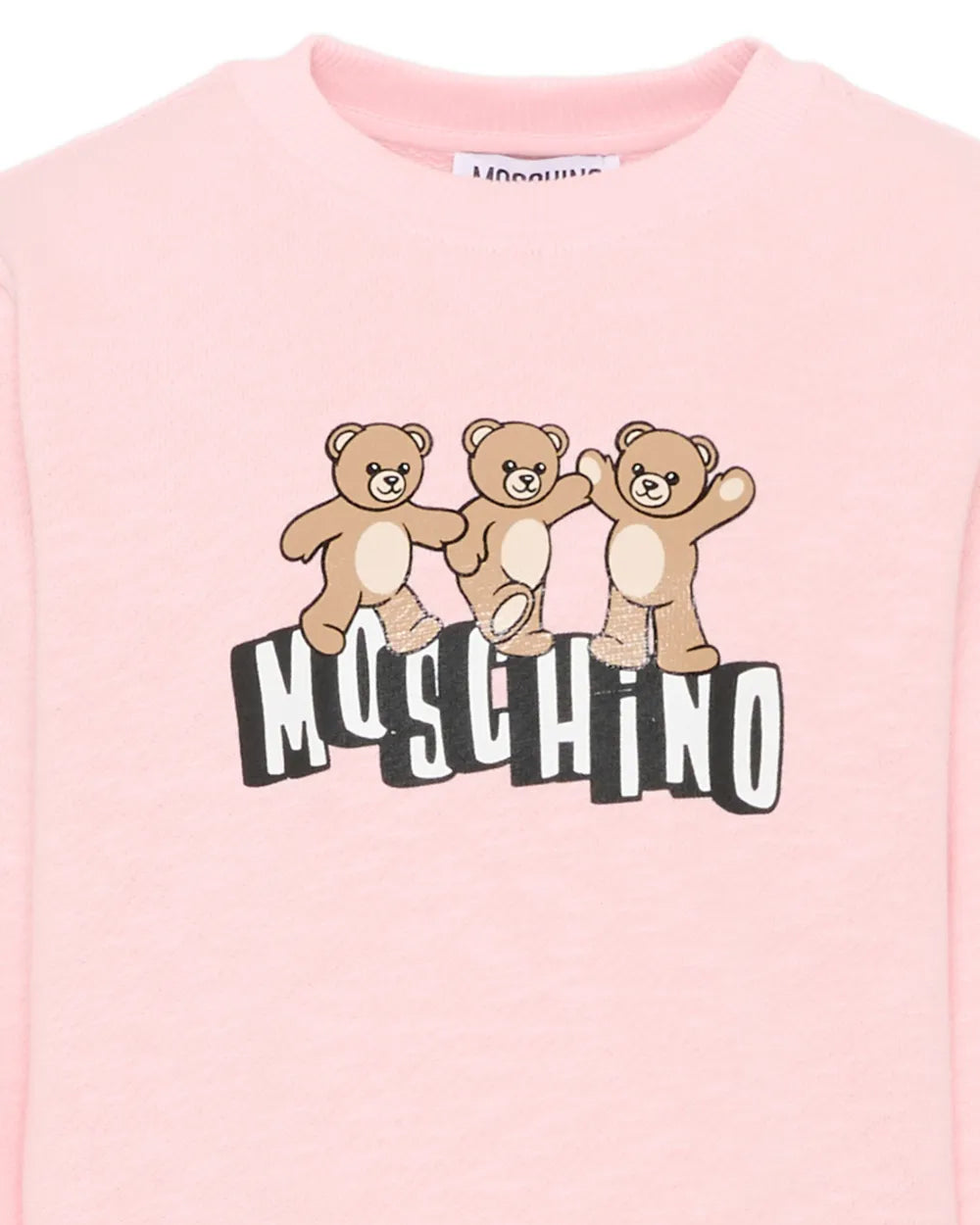 Moschino Kids Felpa Rosa con Logo Teddy Bear per Bambine