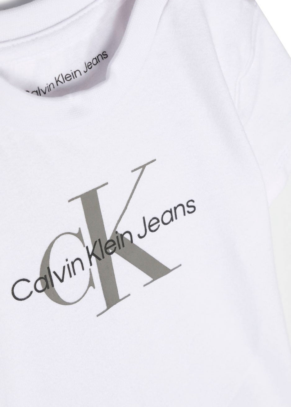 Calvin Klein Kids T-shirt Bianca con CK per Neonati