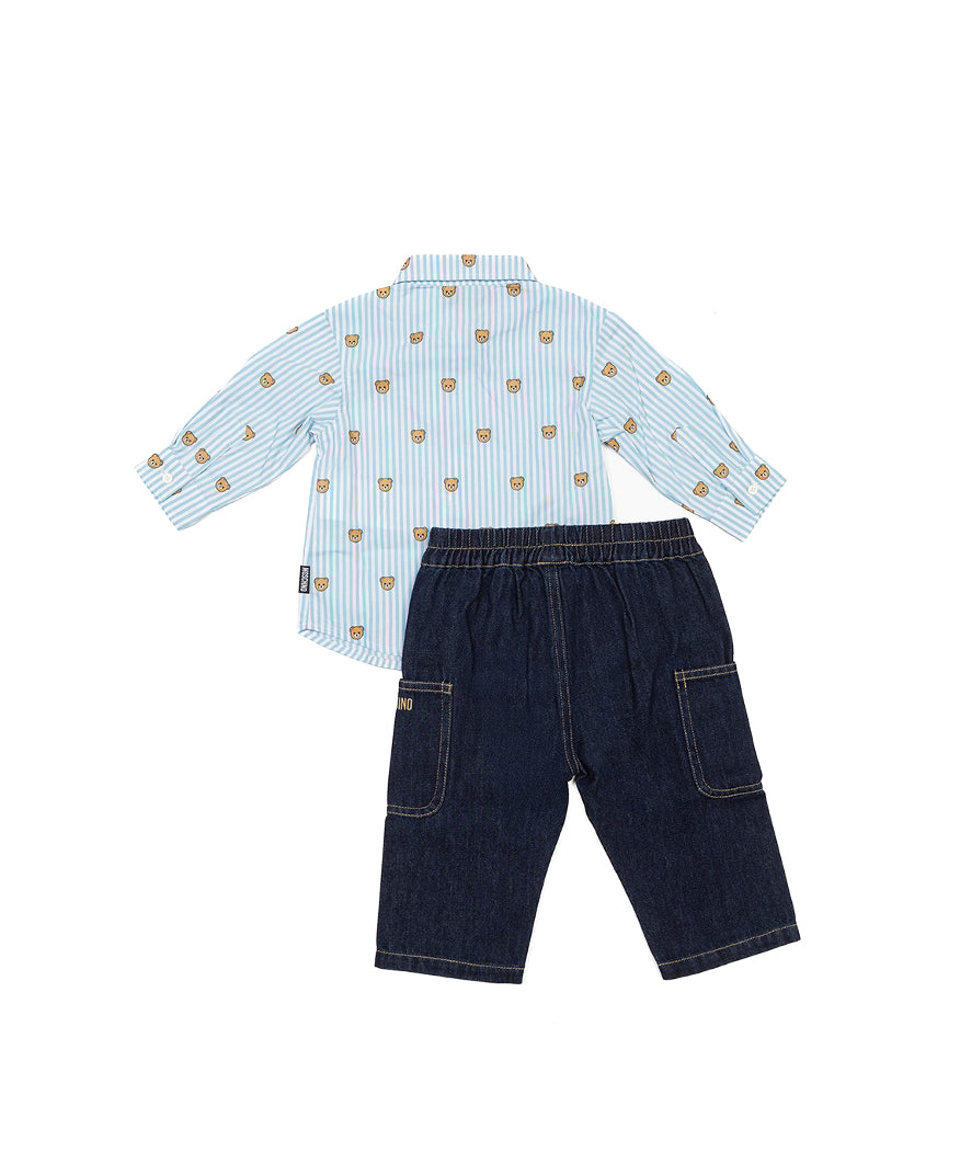 Moschino Kids Camicia a Righe con Jeans per Neonati