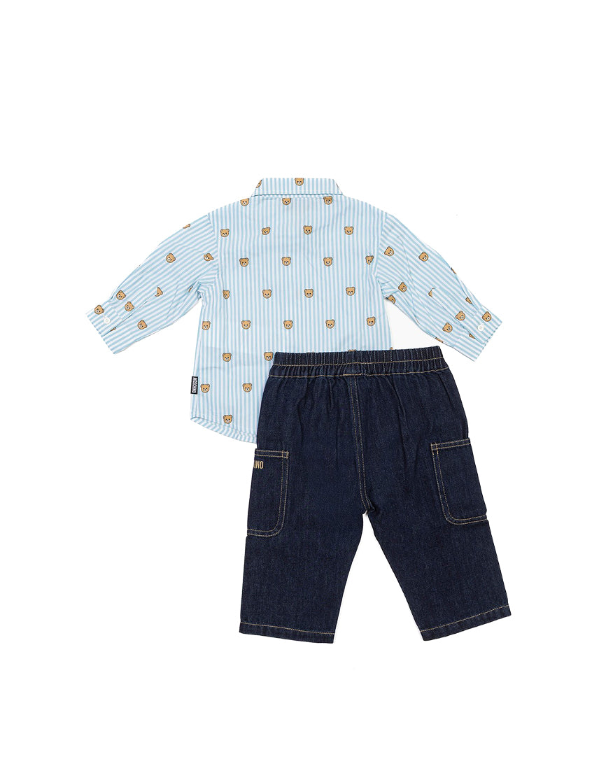 Moschino Kids Camicia a Righe con Jeans per Neonati