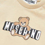 Moschino Kids T-Shirt Beige con Logo Teddy Bear per Neonati