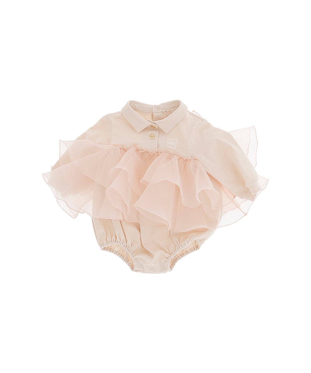 Elisabetta Franchi La Mia Bambina Pagliaccetto Rosa con Volant per Neonate
