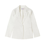 Patrizia Pepe Kids Giacca Monopetto Bianca con Strass per Bambine