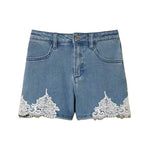 Twinset Kids Short in Denim con Dettagli in Pizzo per Bambine e Neonate