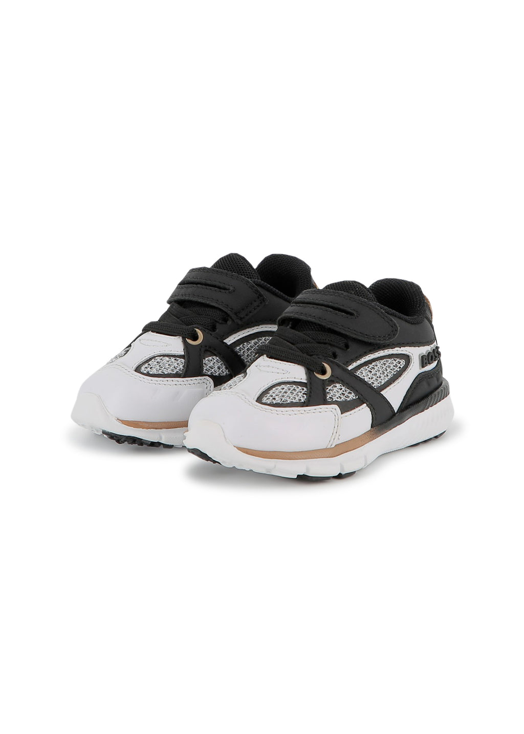Boss Kids Sneakers Bianco/Nero con Stappo per Neonati