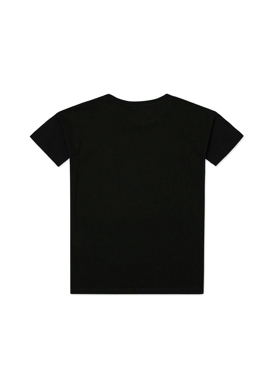 Iceberg Kids T-shirt Nera Crop con Logo Borchiato per Bambine