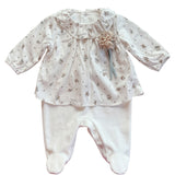 Barcellino Kids Tutina Panna Fantasia Fiori con Applicazione Fiore per Neonate