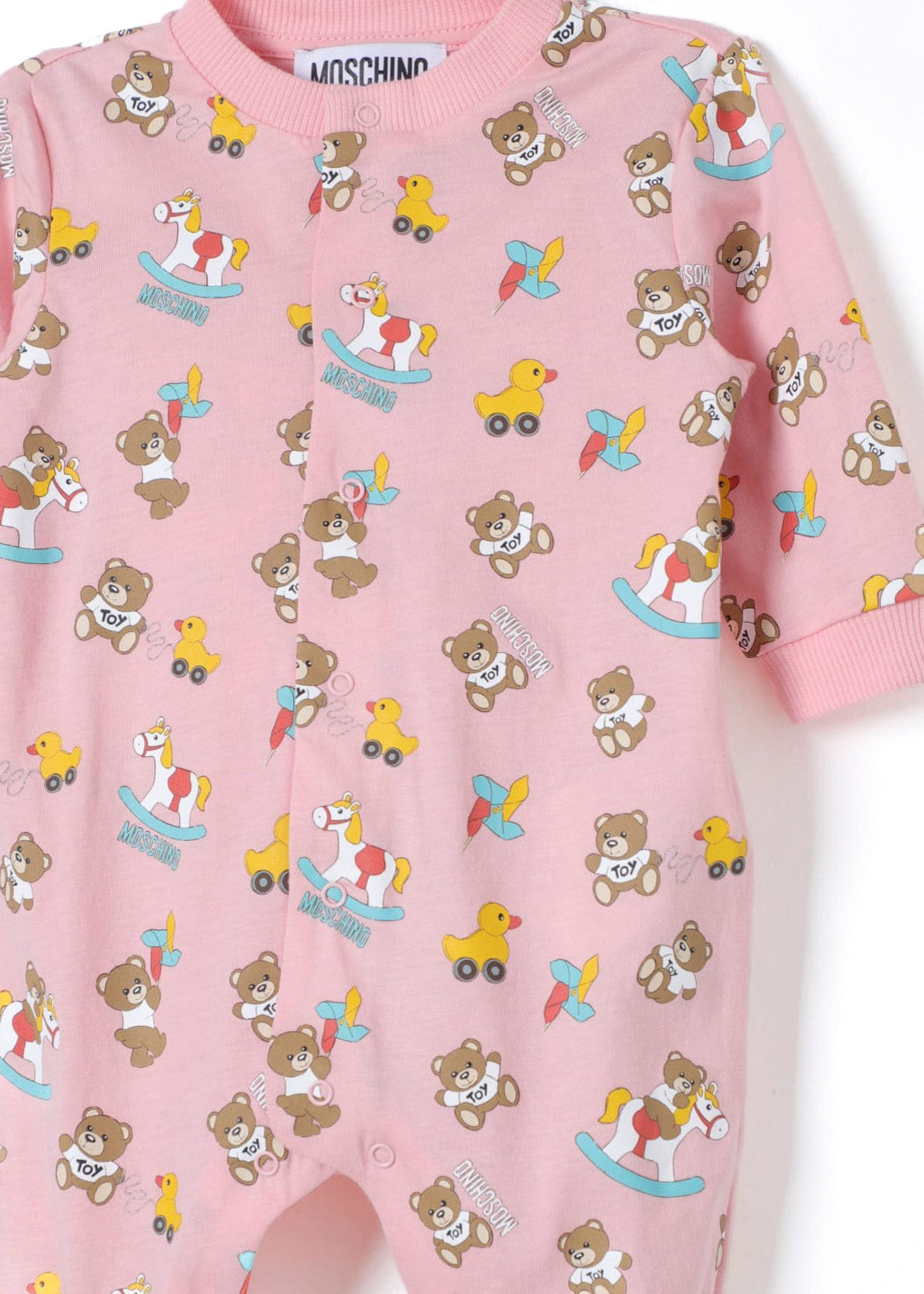 Moschino Kids Tutina Rosa con Stampa Grafica Teddy Bear All-over