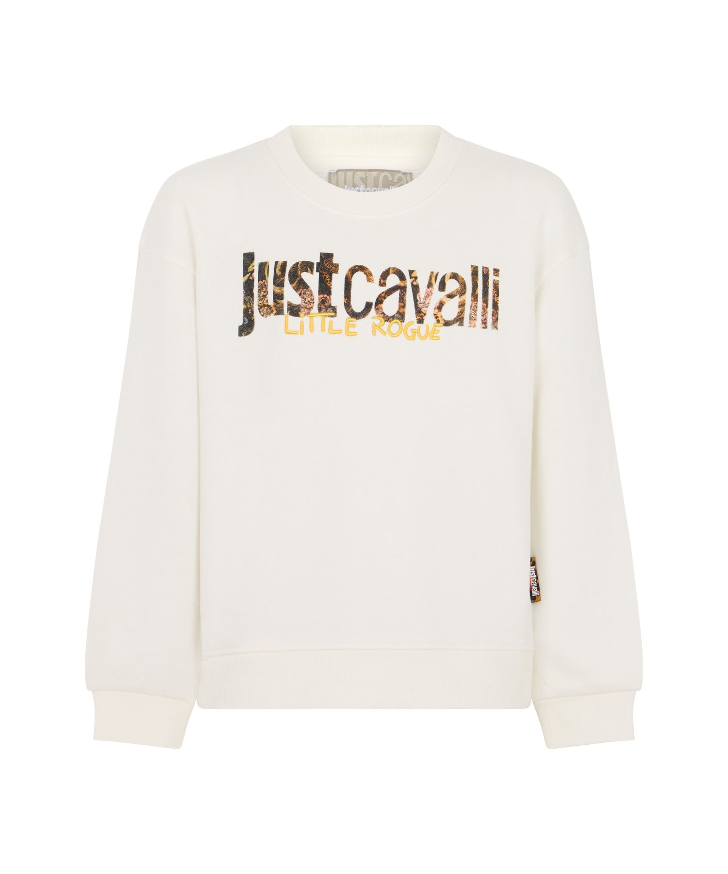 Just Cavalli Kids Felpa Bianco con Stampa Logo Animalier per Bambine