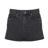 Vicolo Kids Gonna Nera in Denim con con Strass per Bambine