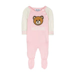 Moschino Kids Tutina rosa in Lana con Teddy Bear per Neonati